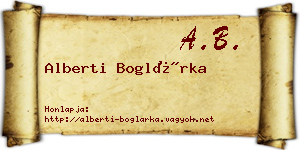 Alberti Boglárka névjegykártya